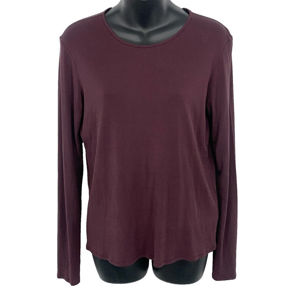 EUC Eileen Fisher Women Blouse Silk Top Purple Size Small Round Neck Long Sleeve
